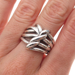 925 Sterling Silver Vintage Modernist Knot Oxidized Ring Size 8.5