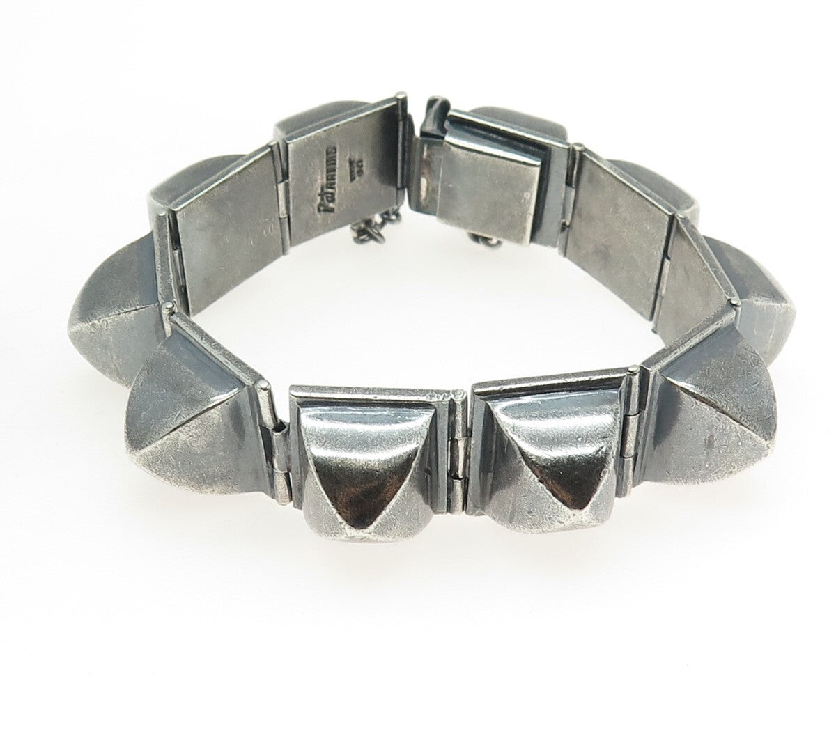 PAT AREIAS 925 Sterling Silver Vintage Modernist Solid 86.0g Bracelet 7.5"