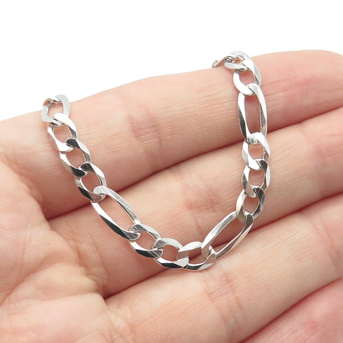 925 Sterling Silver Italy P. Lux Figaro Chain Necklace 24"