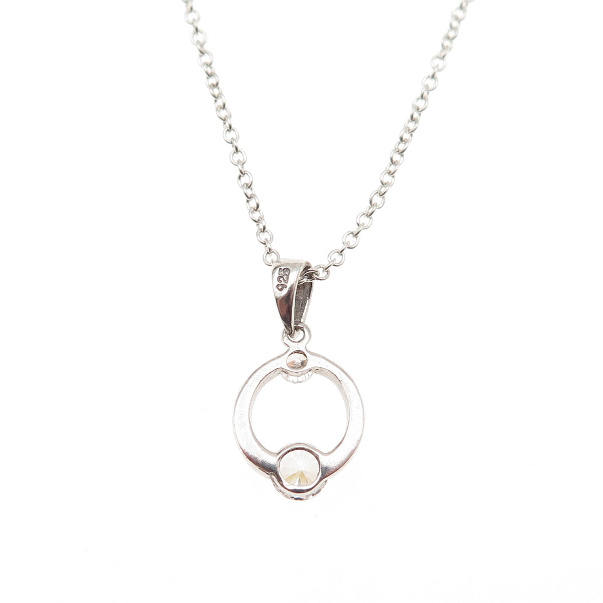 925 Sterling Silver Round-Cut C Z Circle of Life Cable Chain Necklace 18"