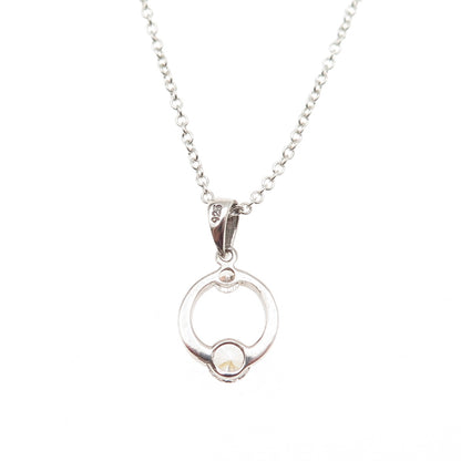 925 Sterling Silver Round-Cut C Z Circle of Life Cable Chain Necklace 18"