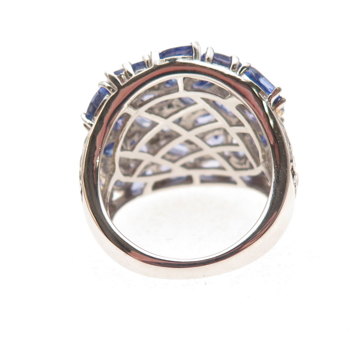 Chuck Clemency 925 Sterling Silver Real Tanzanite Cluster Ring Size 8.25