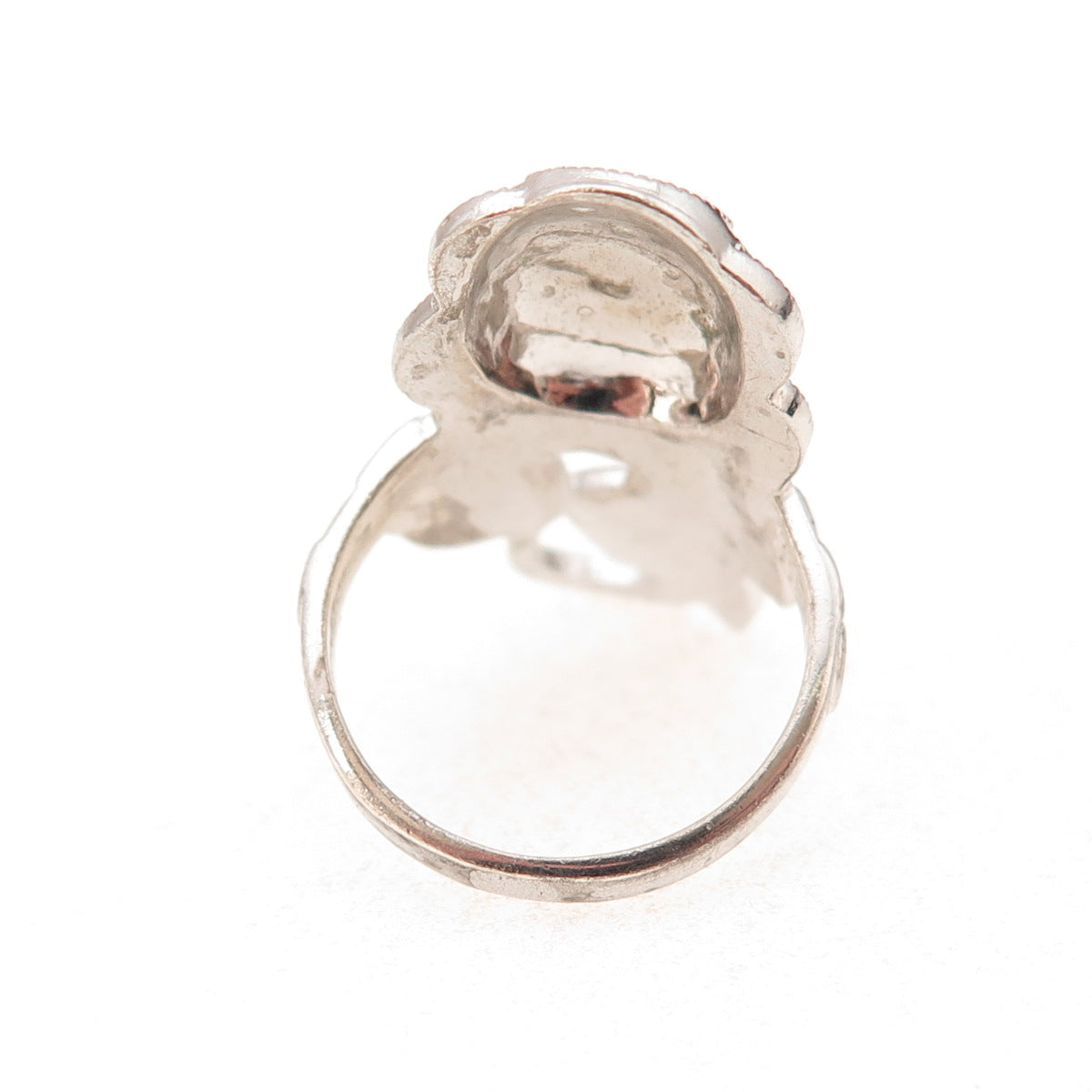 Clark & Coombs Sterling Silver Antique Art Deco Real Marcasite Rose Ring Size 5