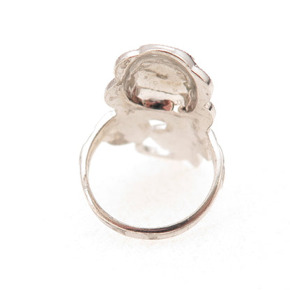 Clark & Coombs Sterling Silver Antique Art Deco Real Marcasite Rose Ring Size 5