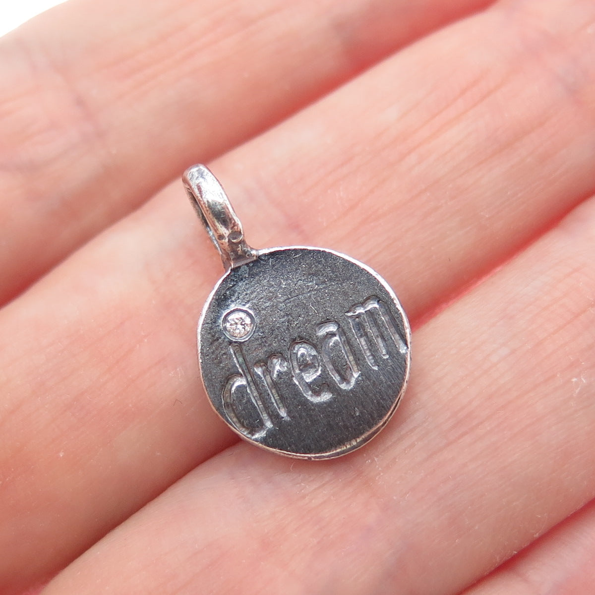 925 Sterling Vintage Diamond Dream Happy 10th Anniversary Minimalist Pendant