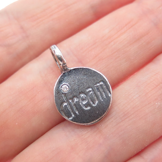 925 Sterling Vintage Diamond Dream Happy 10th Anniversary Minimalist Pendant