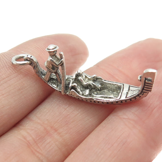 800 Silver Vintage Venetian Gondola 3D Pendant