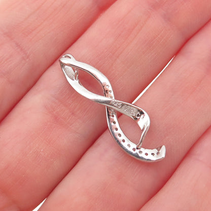 925 Sterling Silver Real Round-Cut Diamond Infinity Charm Pendant