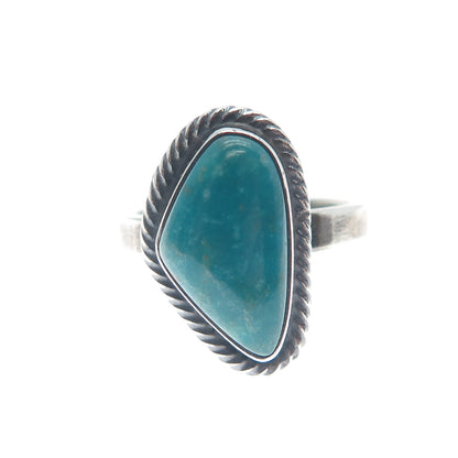 Old Pawn 925 Sterling Silver Vintage Kingman Turquoise Oxidized Ring Size 5.75