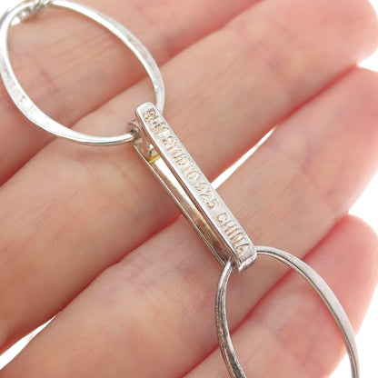 ROBERT LEE MORRIS 925 Sterling Silver Vintage Modernist Oval Chain Necklace 32"