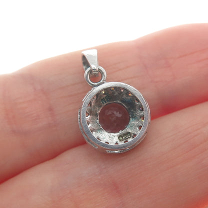 CHAPAL ZENRAY 925 Sterling Silver Real Blue Topaz & C Z Minimalist Charm Pendant