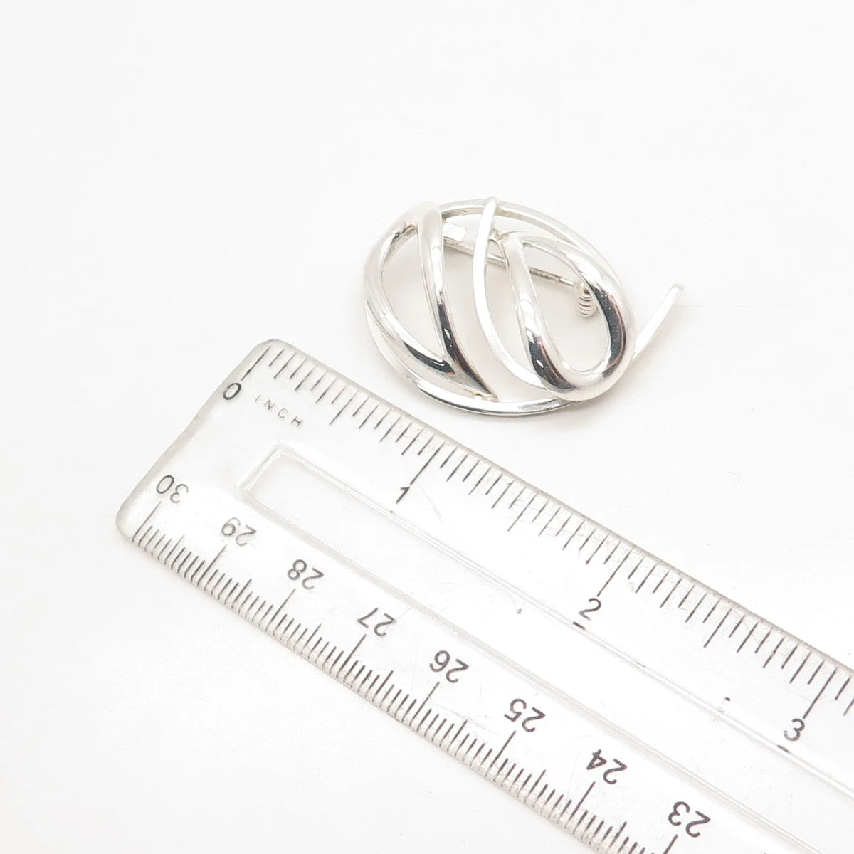 925 Sterling Silver Vintage Modernist Pin Brooch