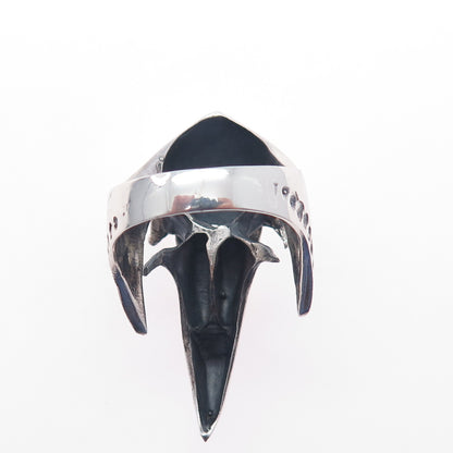 925 Sterling Silver Vintage Odin Crow Skull Oxidized Ring Size 12.75