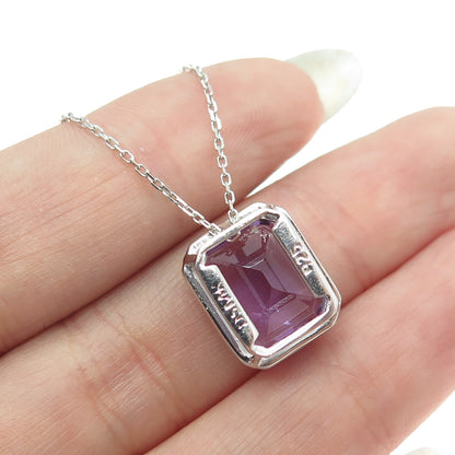 925 Sterling Silver Real Amethyst Gemstone Cable Chain Necklace 16"