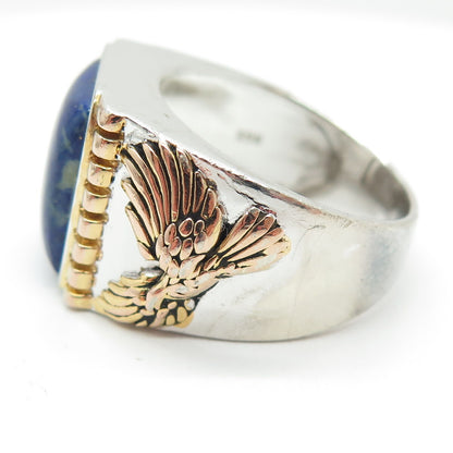 BGE Bradford 925 Sterling Silver 2-Tone Real Lapis Lazuli Eagle Ring Size 12.25