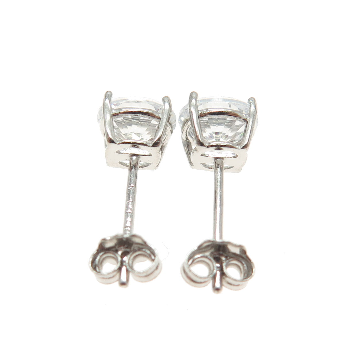 DEE BERKLEY JEWELRY 925 Sterling Silver Round-Cut Shaped C Z Stud Earrings