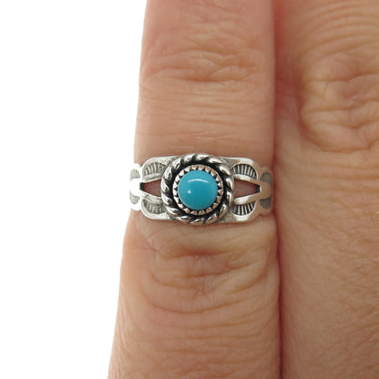 BELL TRADING POST Old Pawn Sterling Southwestern Bisbee Turquoise Ring Size 2