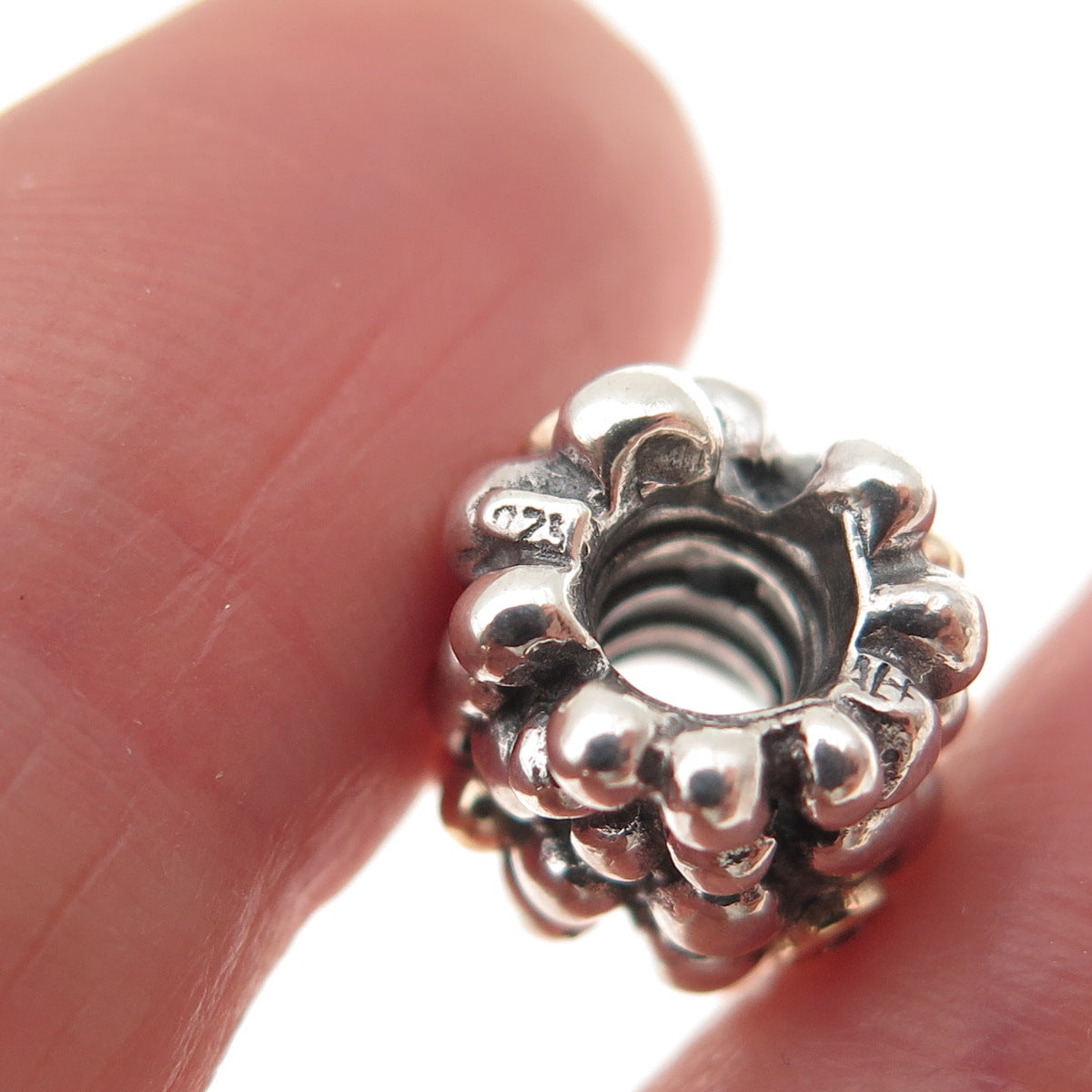PANDORA 925 Sterling Silver Gold Real Diamond Daisy Slide Bead Charm