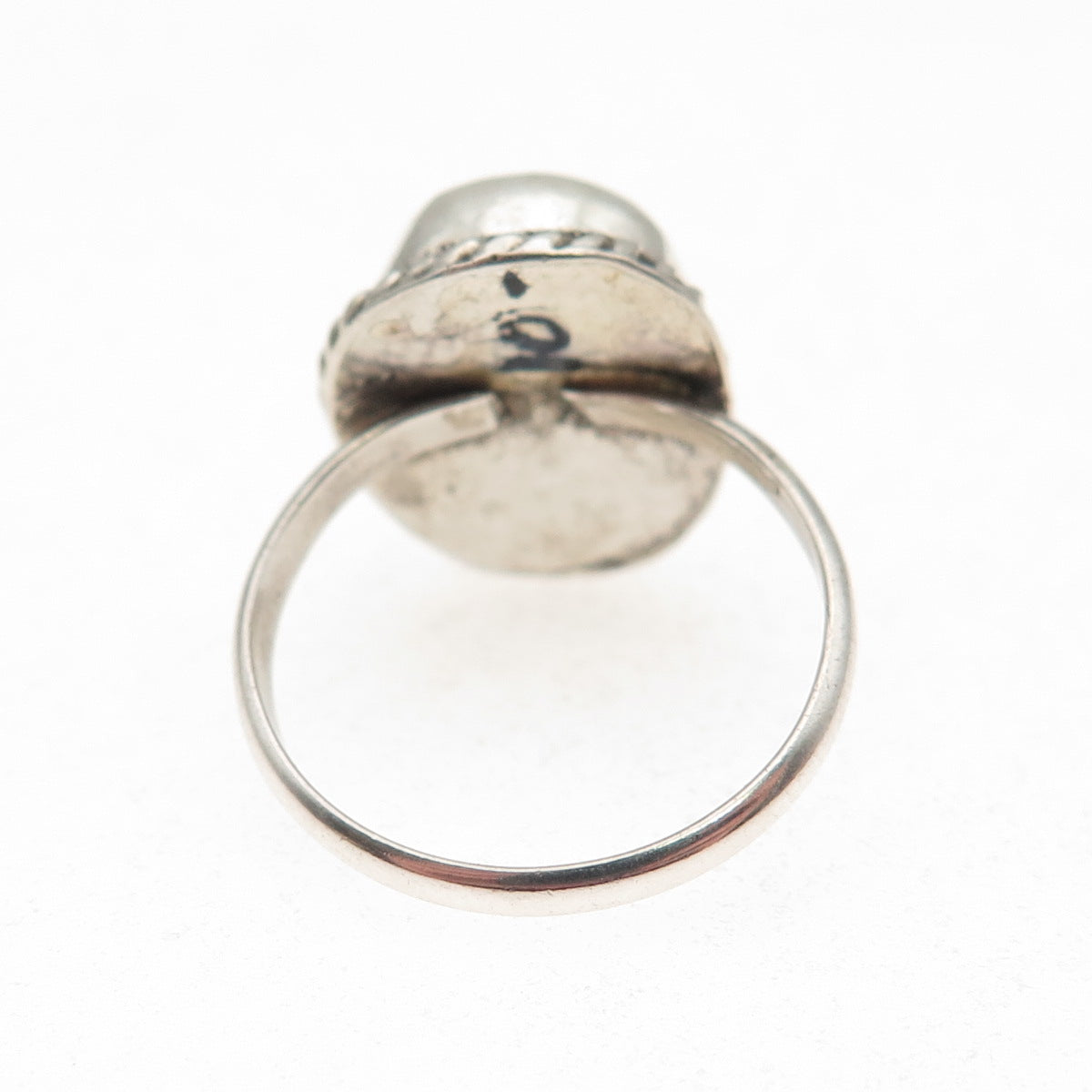 Old Pawn Sterling Silver Vintage Lone Mountain Turquoise Tribal Ring Size 6.25