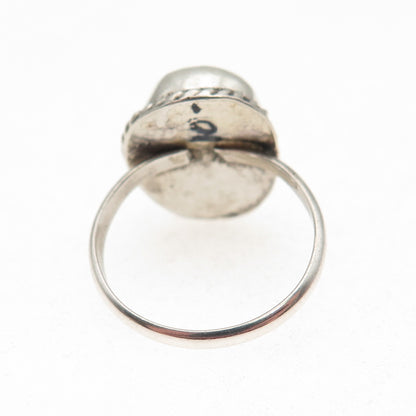 Old Pawn Sterling Silver Vintage Lone Mountain Turquoise Tribal Ring Size 6.25