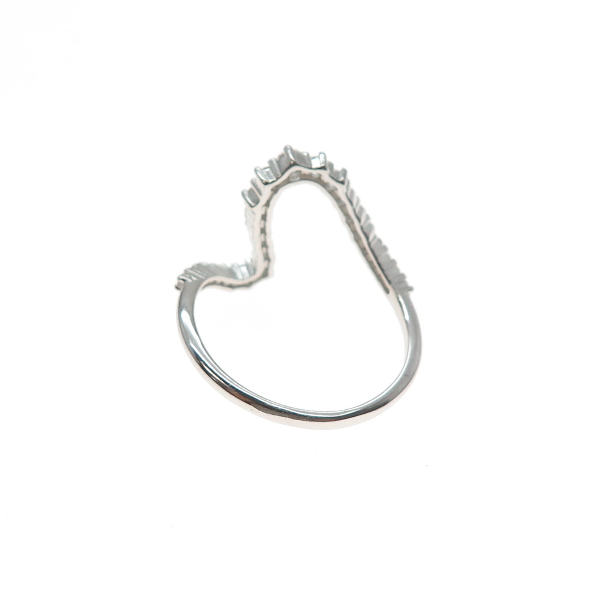 925 Sterling Silver Round-Cut C Z Wavy Ring Size 9