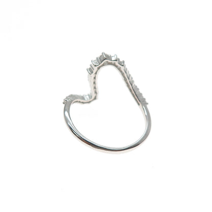 925 Sterling Silver Round-Cut C Z Wavy Ring Size 9
