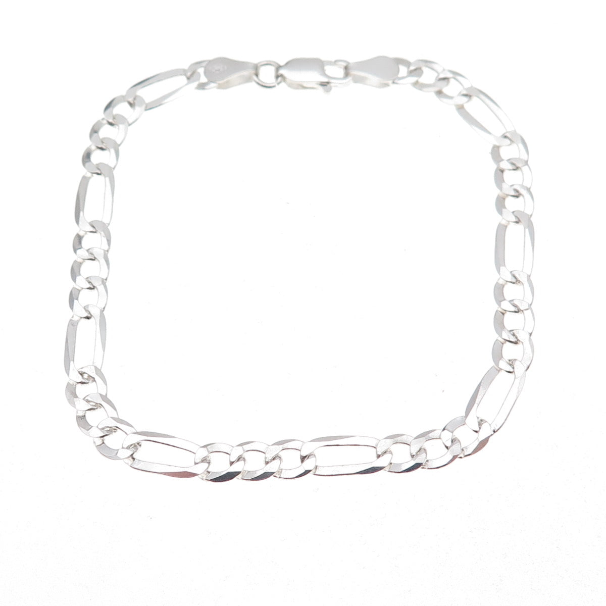 P. Lux 925 Sterling Silver Italy Figaro Link Bracelet 7"