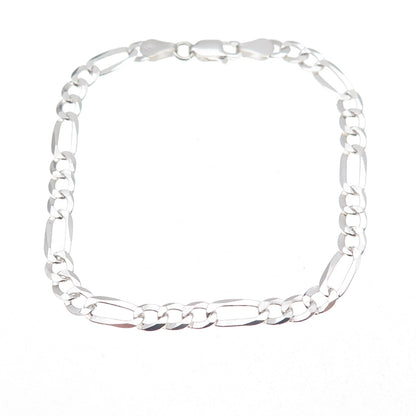 P. Lux 925 Sterling Silver Italy Figaro Link Bracelet 7"
