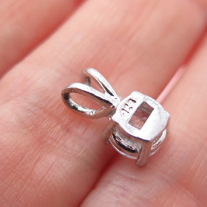 925 Sterling Silver Round-Cut C Z Minimalist Charm Pendant