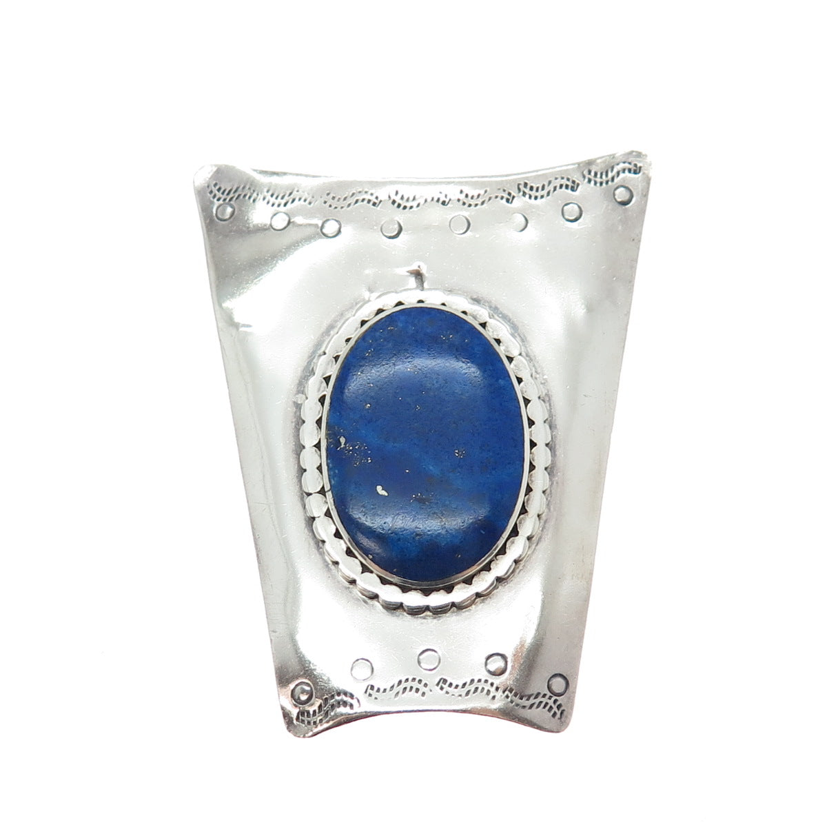 PHYLLIS WOODS 925 Sterling Silver Vintage Real Lapis Lazuli Modernist Brooch
