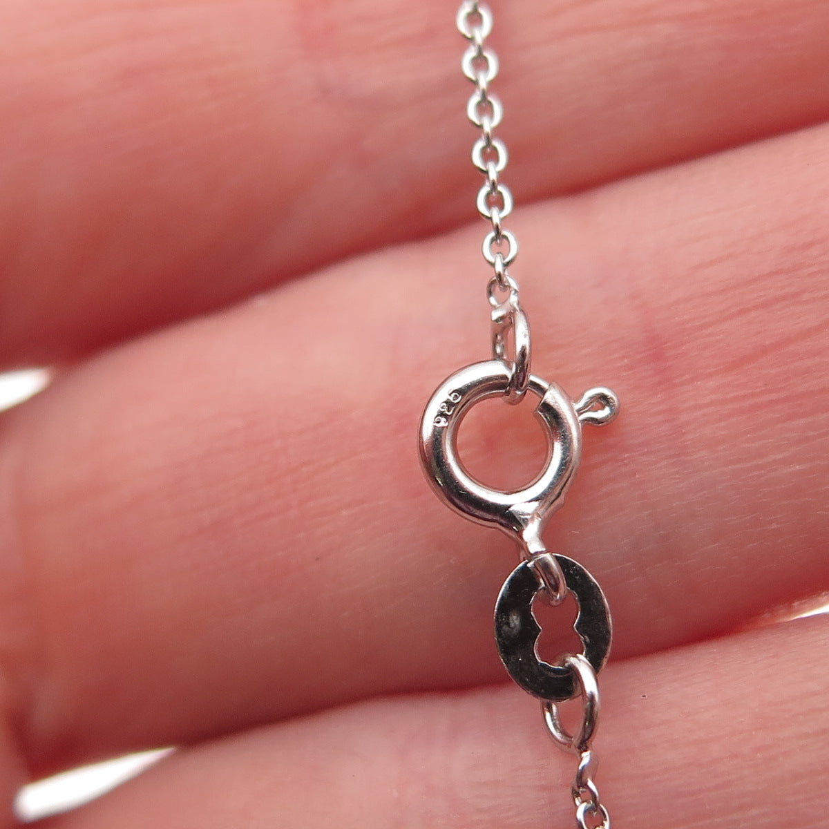 925 Sterling Silver Round-Cut C Z Heart Cable Chain Necklace 18"
