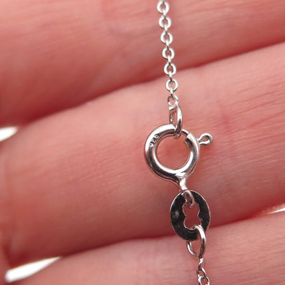 925 Sterling Silver Round-Cut C Z Heart Cable Chain Necklace 18"