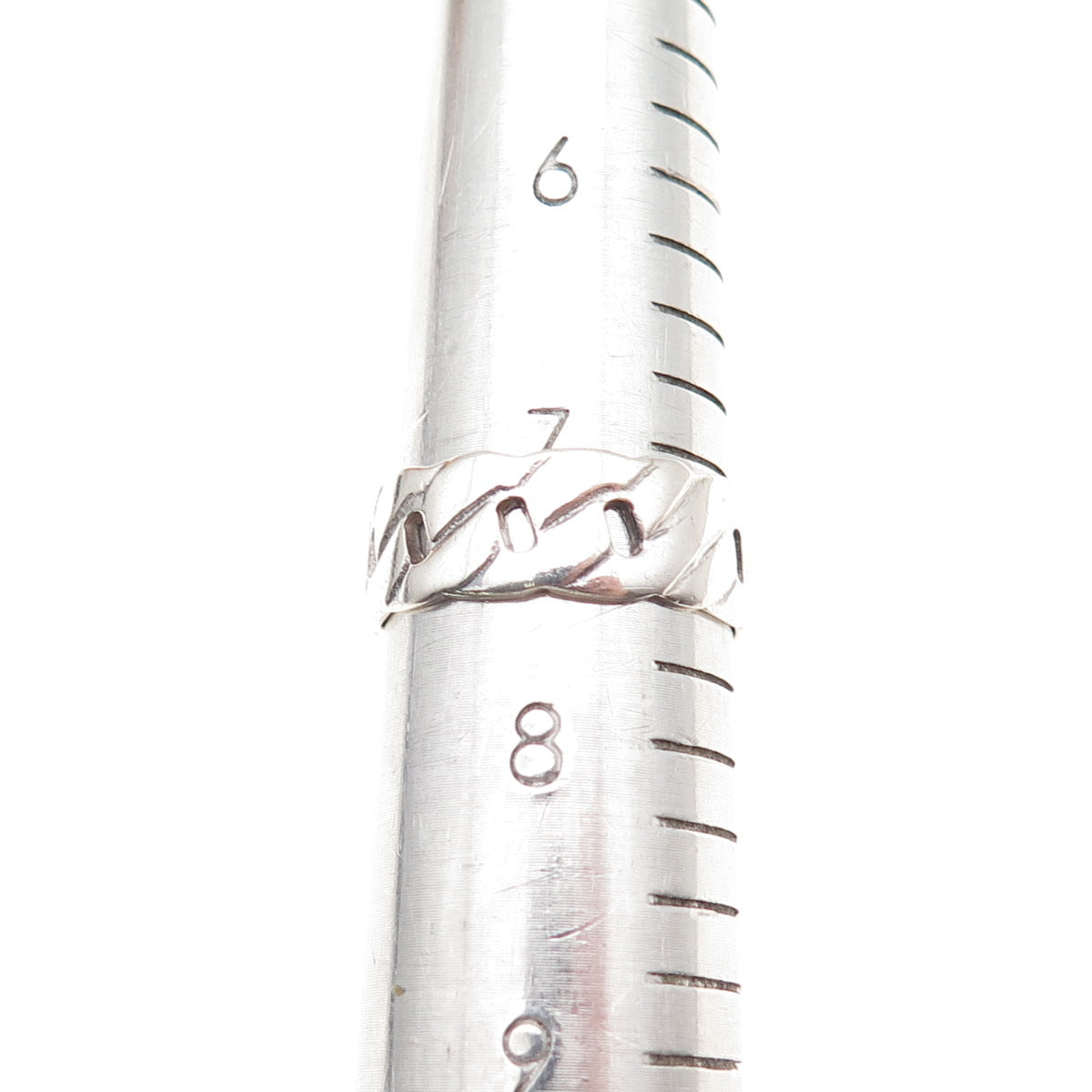 925 Sterling Silver Vintage Cuban Link Oxidized Band Ring Size 7.5