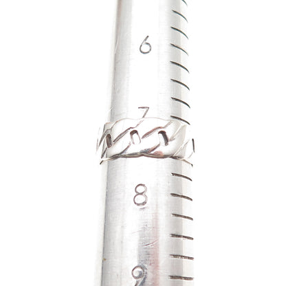925 Sterling Silver Vintage Cuban Link Oxidized Band Ring Size 7.5