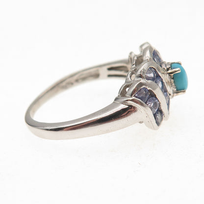 Chuck Clemency 925 Sterling Silver Real Turquoise & Tanzanite Ring Size 8