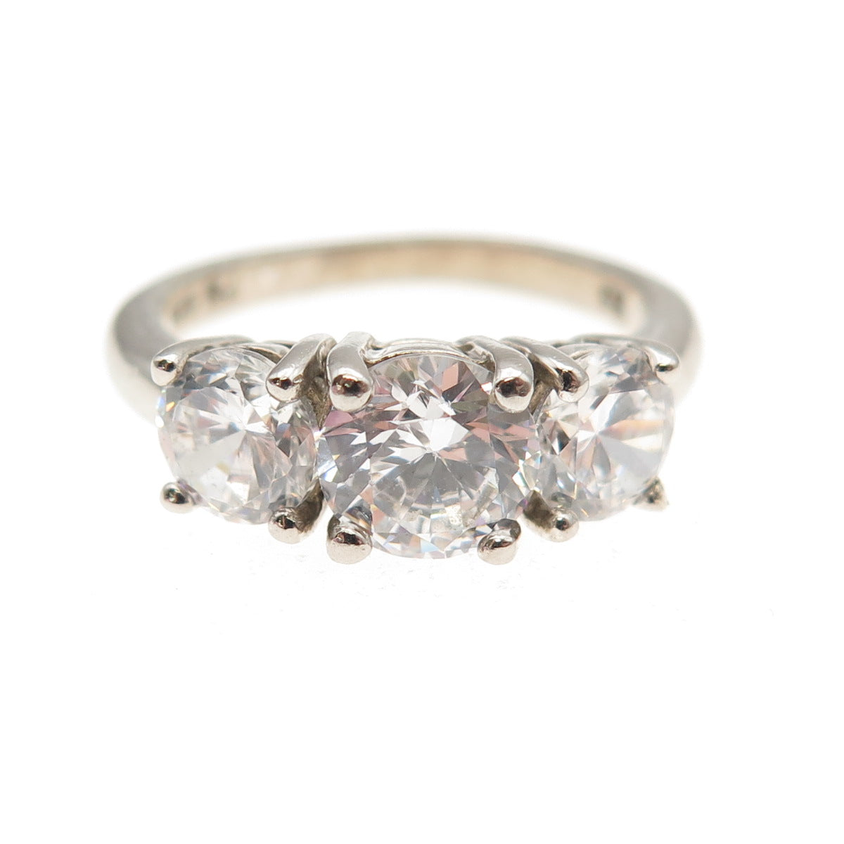 RJ Graziano 925 Sterling Silver Round-Cut C Z Engagement Ring Size 6.75