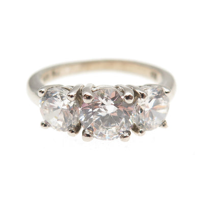 RJ Graziano 925 Sterling Silver Round-Cut C Z Engagement Ring Size 6.75