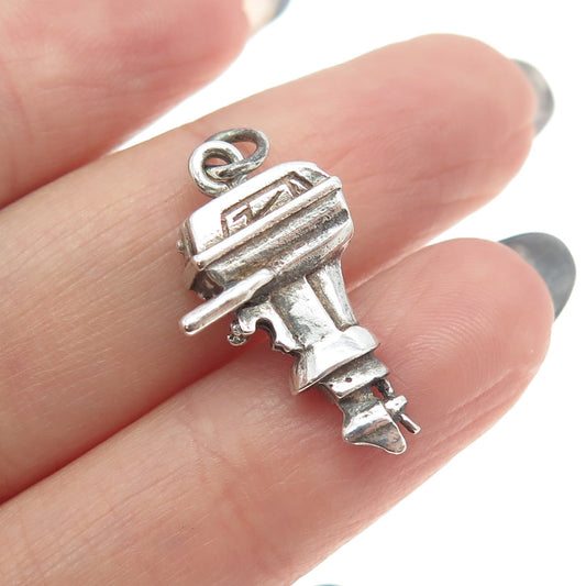 Maisels Indian Trading 925 Sterling Silver Vintage Outboard Motor Charm Pendant