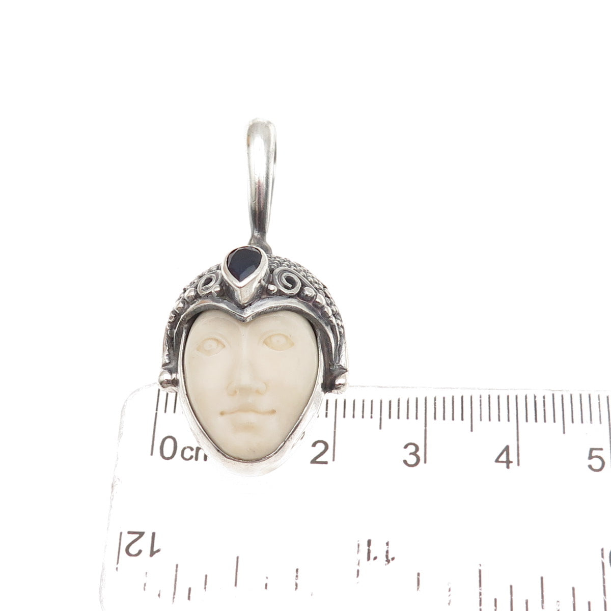 Sajen 925 Sterling Silver Vintage Real Iolite Goddess Oxidized Charm Pendant