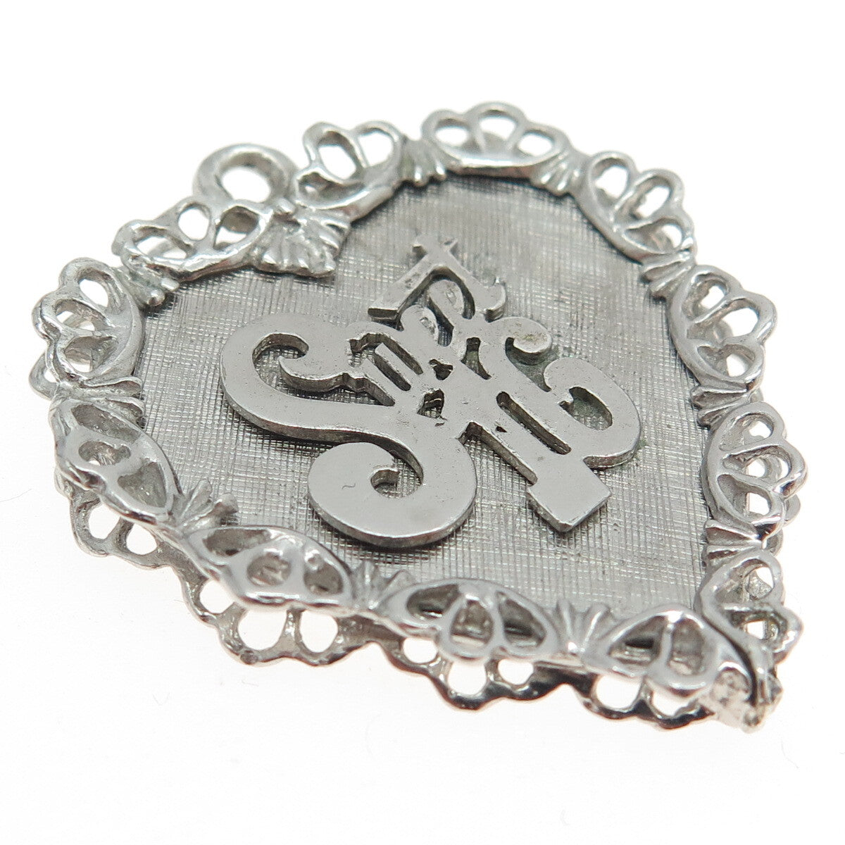 925 Sterling Silver Vintage "Sweet 16" Heart Ornate Pendant
