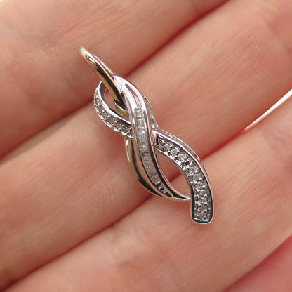 SUN 925 Sterling Silver 14K Gold Real Diamond Infinity Charm Pendant