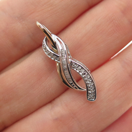 SUN 925 Sterling Silver 14K Gold Real Diamond Infinity Charm Pendant