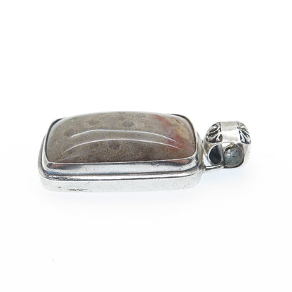 925 Sterling Silver Vintage Real Fossil Modernist Oxidized Pendant