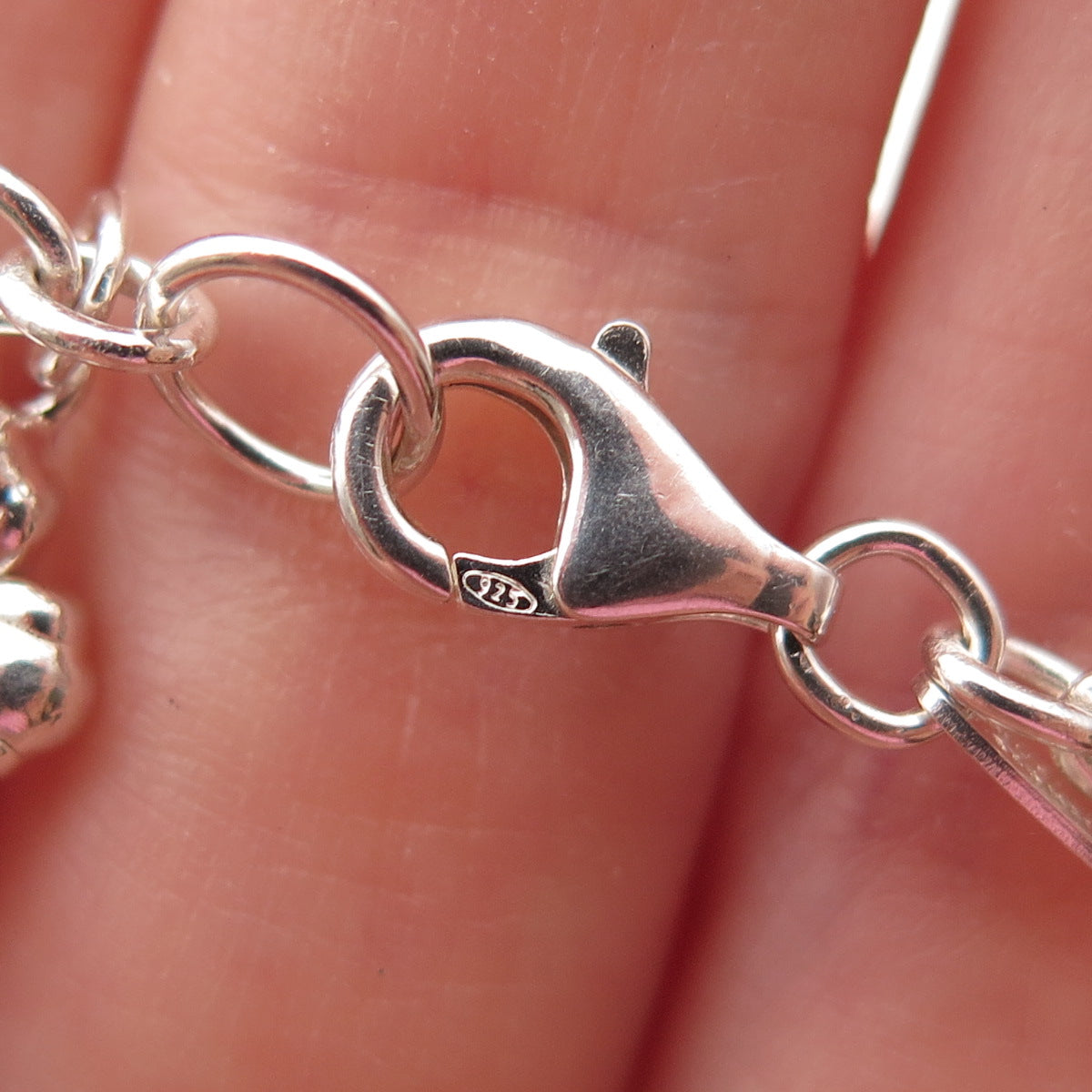 Jacmel Mauritius 925 Sterling Silver Vintage Cross Dangle Charms Bracelet 7.75"