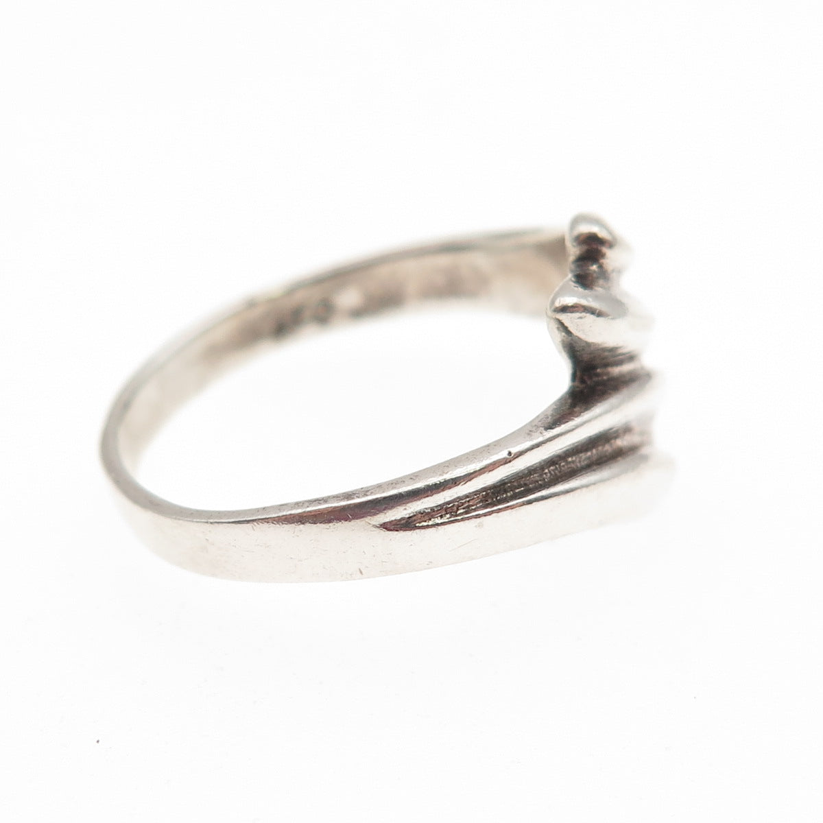 925 Sterling Silver Vintage Modernist Bypass Oxidized Ring Size 7