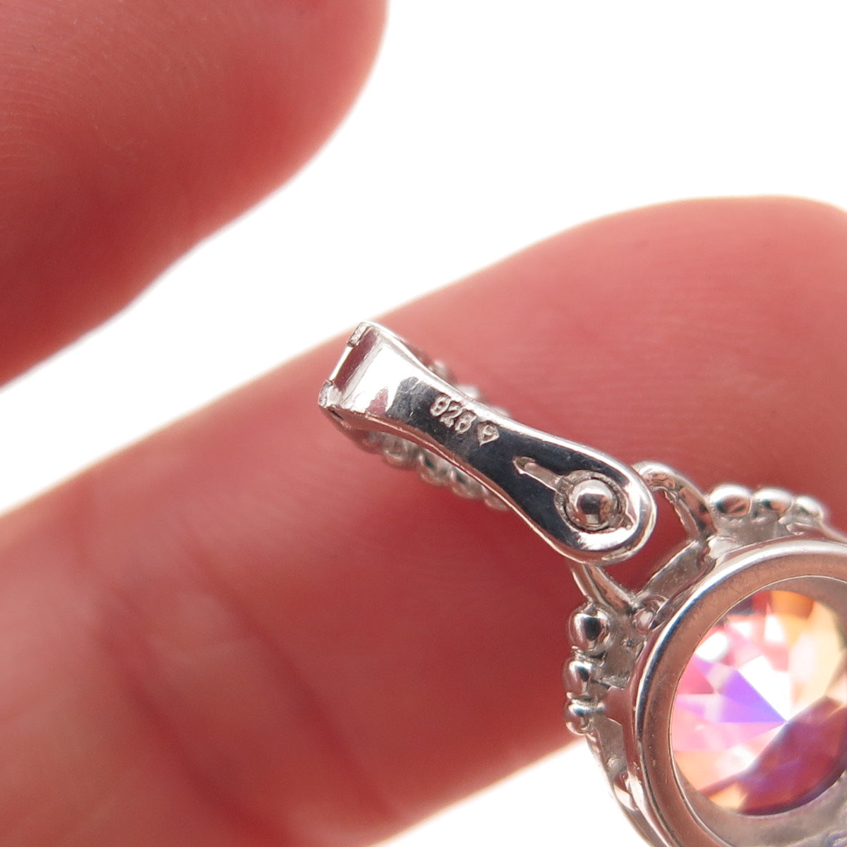 925 Sterling Silver Real Pearl & Mystic Quartz Cross Charm Pendant