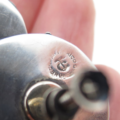 925 Sterling Vintage Mexico Real Abalone Shell Oxidized Screw Back Earrings