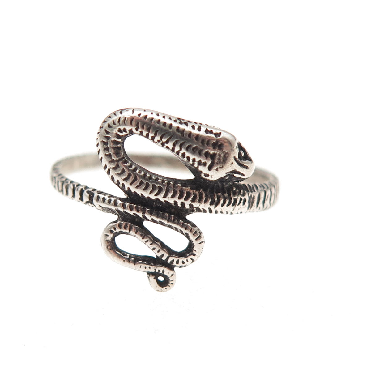 925 Sterling Silver Vintage Snake Oxidized Ring Size 6.25