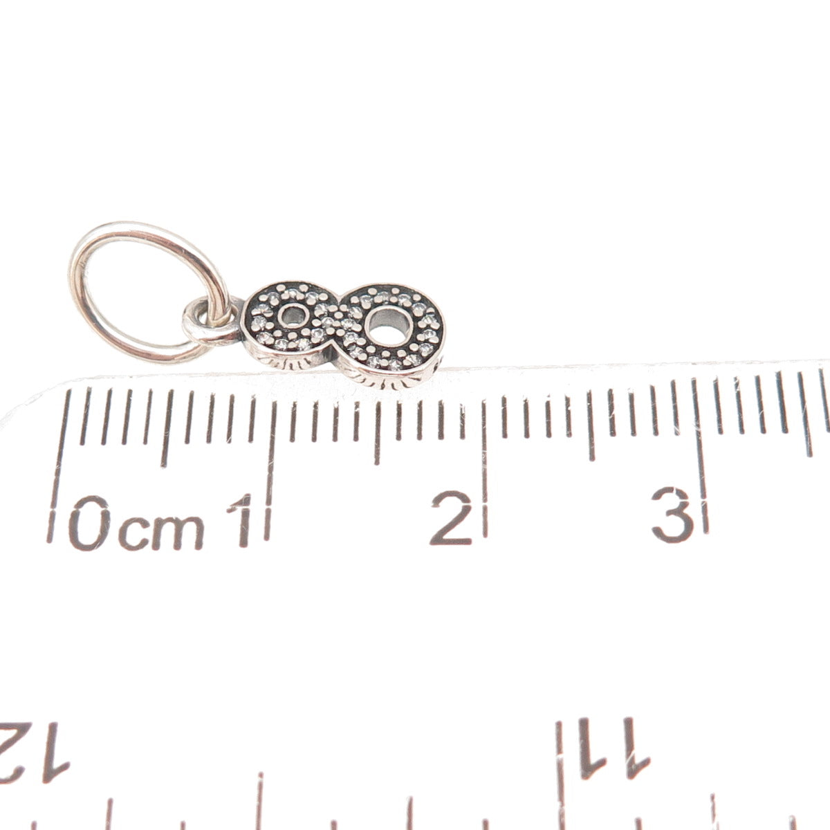 Pandora 925 Sterling Silver C Z Lucky Number 8 Charm Pendant