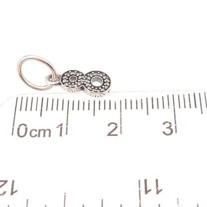 Pandora 925 Sterling Silver C Z Lucky Number 8 Charm Pendant